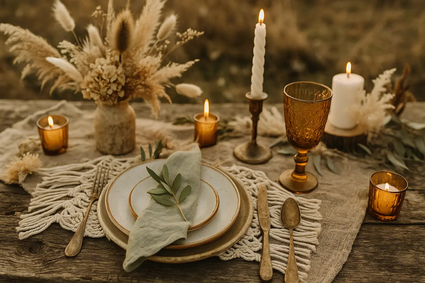 Table de mariage style bohème