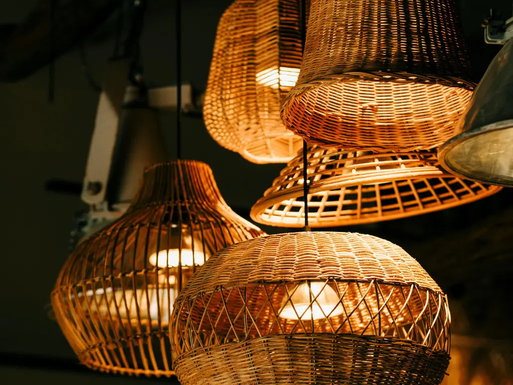 Luminaire suspension en rotin