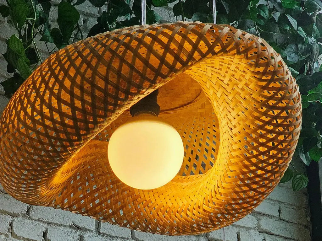 Luminaire suspension en bambou