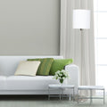 Lampadaire en métal brossé abat-jour blanc cylindre – H160 cm