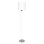 Lampadaire en métal brossé abat-jour blanc cylindre – H160 cm