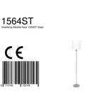 Lampadaire en métal brossé abat-jour blanc cylindre – H160 cm