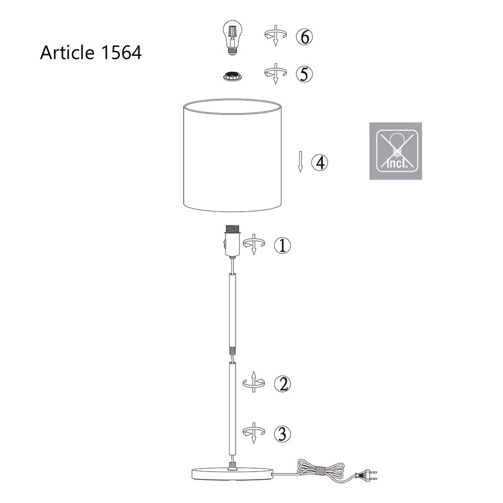 Lampadaire en métal brossé abat-jour blanc cylindre – H160 cm