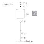Lampadaire en métal brossé abat-jour blanc cylindre – H160 cm