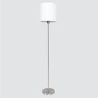 Lampadaire en métal brossé abat-jour blanc cylindre – H160 cm