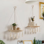 2 petites étagères murale bois et macramé variante 2