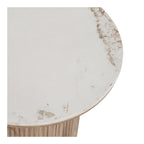 Table d’appoint ronde céramique blanche et bois naturel – Ø45 cm