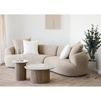 Table d’appoint ronde céramique blanche et bois naturel – Ø45 cm