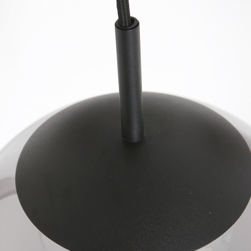 Suspension en verre fumé noir sphérique à 3 globes – Ø35 cm