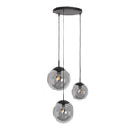 Suspension en verre fumé noir sphérique à 3 globes – Ø35 cm