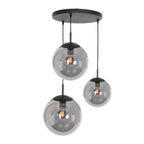 Suspension en verre fumé noir sphérique à 3 globes – Ø35 cm