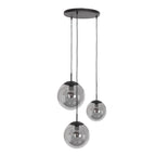 Suspension en verre fumé noir sphérique à 3 globes – Ø35 cm