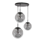 Suspension en verre fumé noir sphérique à 3 globes – Ø35 cm