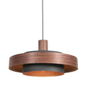 Suspension en bois chêne et intérieur doré double abat-jour – Ø50 cm