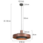 Suspension en bois chêne et intérieur doré double abat-jour – Ø50 cm
