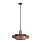 Suspension en bois chêne et intérieur doré double abat-jour – Ø50 cm