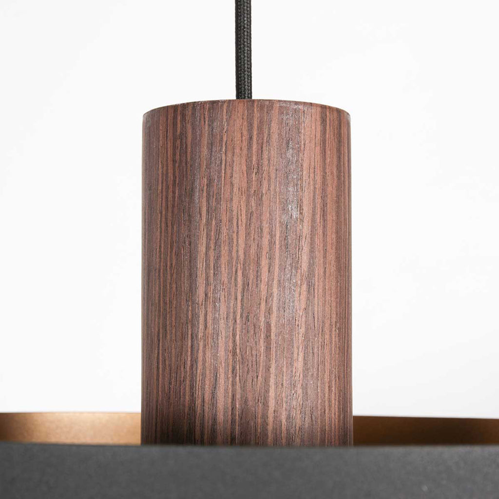 Suspension en bois chêne et intérieur doré double abat-jour – Ø50 cm