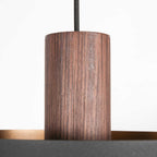 Suspension en bois chêne et intérieur doré double abat-jour – Ø50 cm