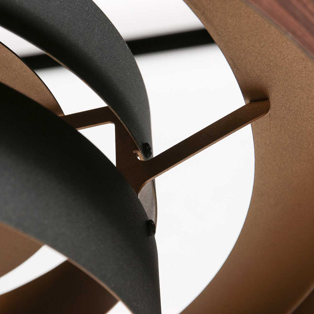 Suspension en bois chêne et intérieur doré double abat-jour – Ø50 cm