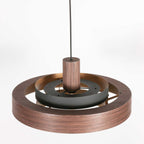 Suspension en bois chêne et intérieur doré double abat-jour – Ø50 cm