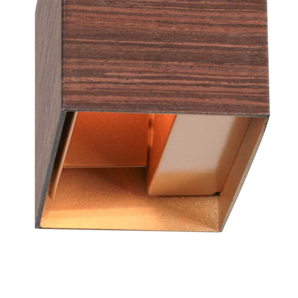 Applique murale bois zébré intérieur doré rectangulaire avec LED intégrée