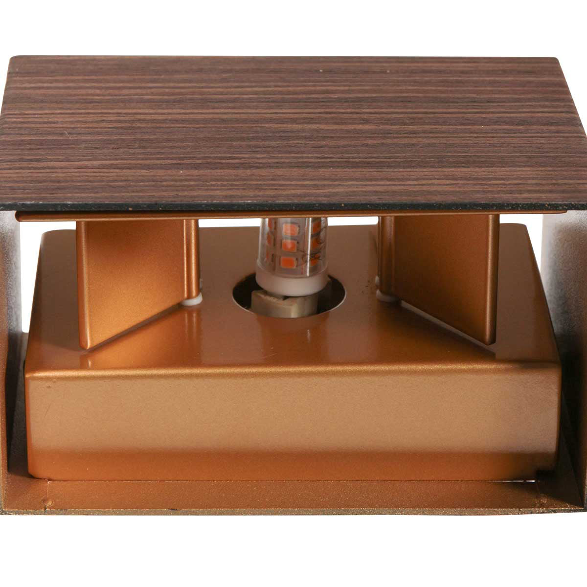 Applique murale bois zébré intérieur doré rectangulaire avec LED intégrée