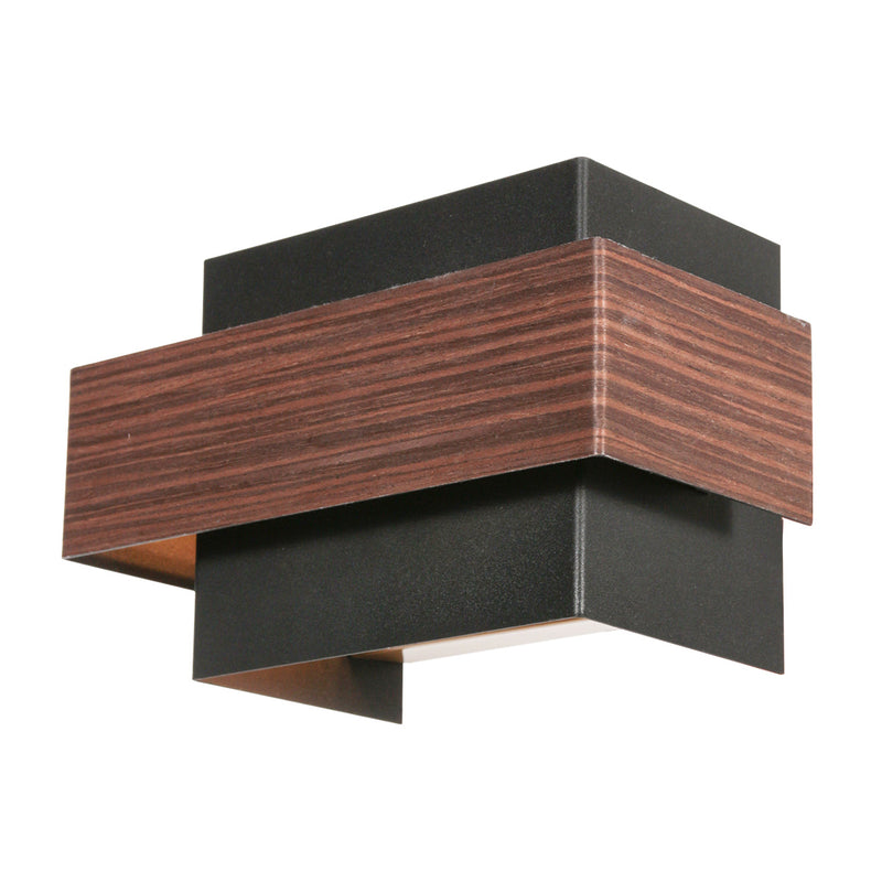 Applique murale rectangulaire noire effet bois pour salon – 15x12,5 cm