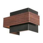Applique murale rectangulaire noire effet bois pour salon – 15x12,5 cm