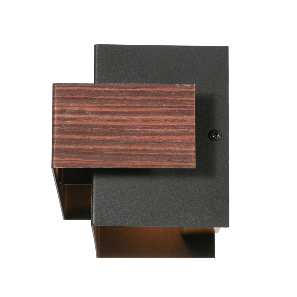 Applique murale rectangulaire noire effet bois pour salon – 15x12,5 cm