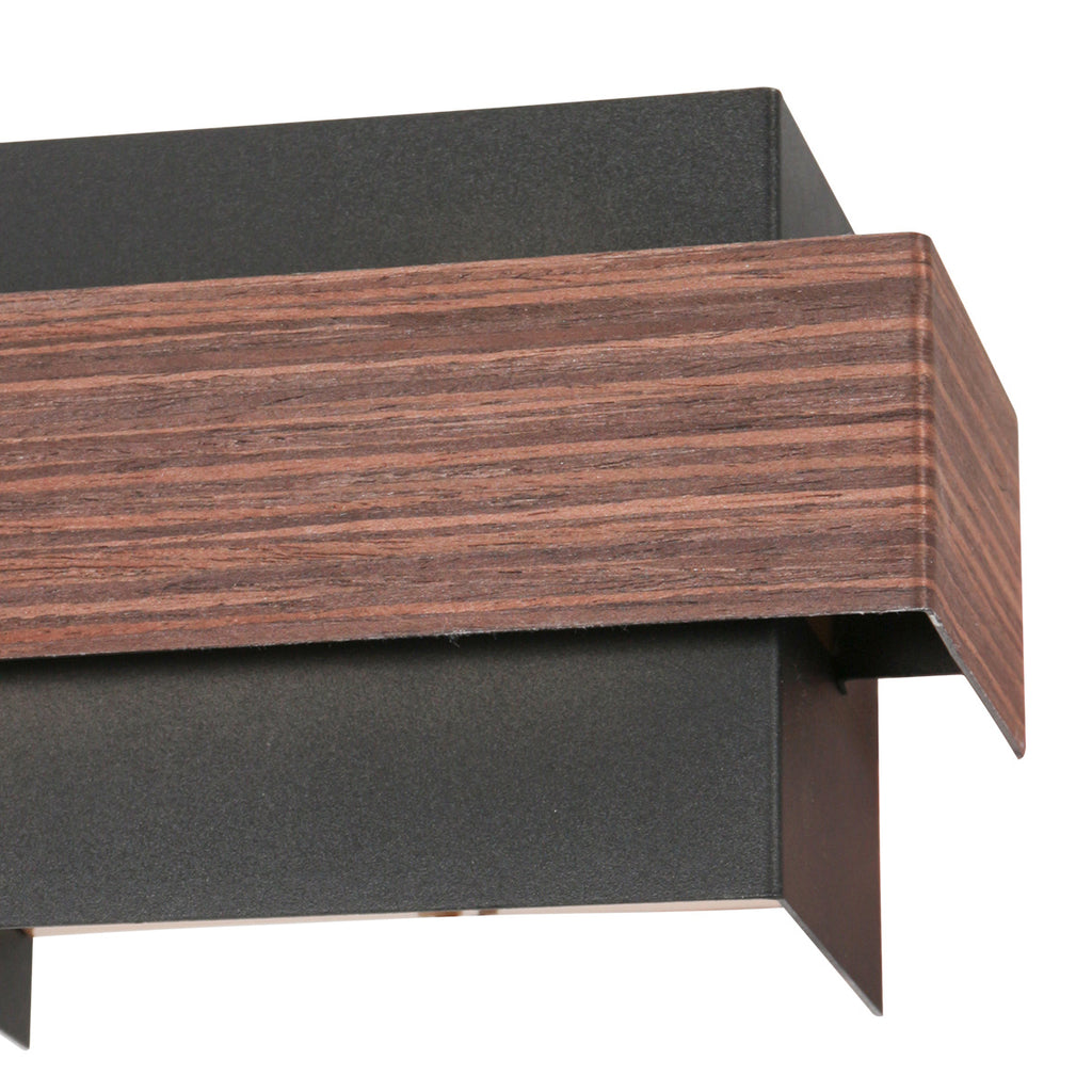 Applique murale rectangulaire noire effet bois pour salon – 15x12,5 cm