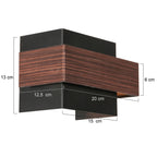 Applique murale rectangulaire noire effet bois pour salon – 15x12,5 cm