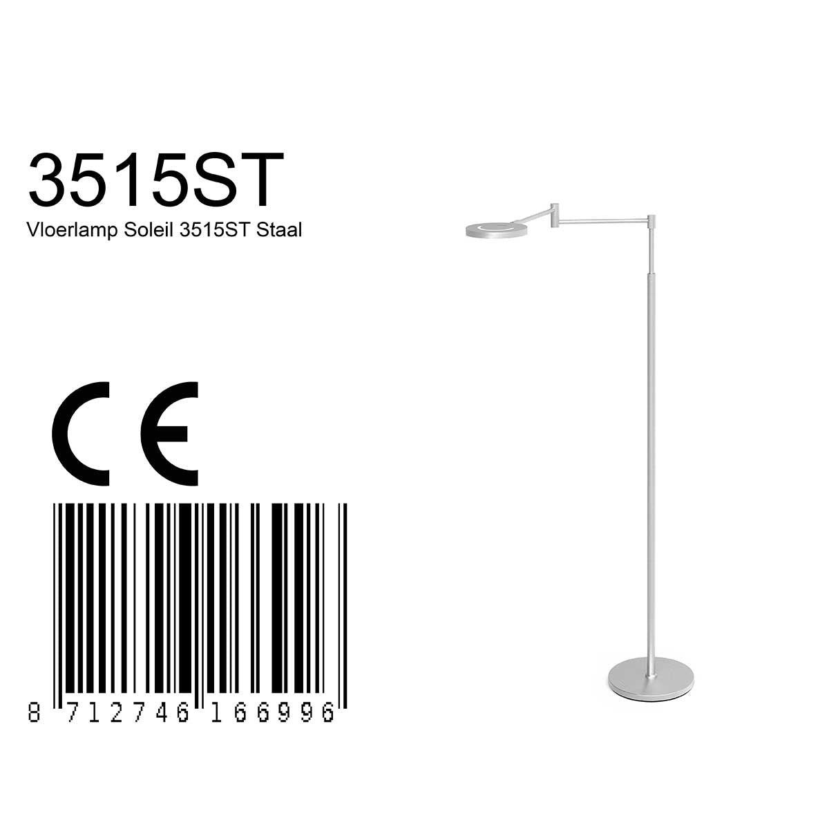 Lampadaire en métal argenté avec bras articulé et batterie rechargeable