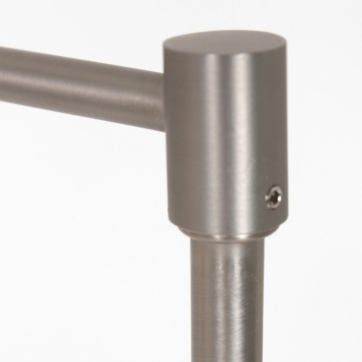 Lampadaire en métal argenté avec bras articulé et batterie rechargeable