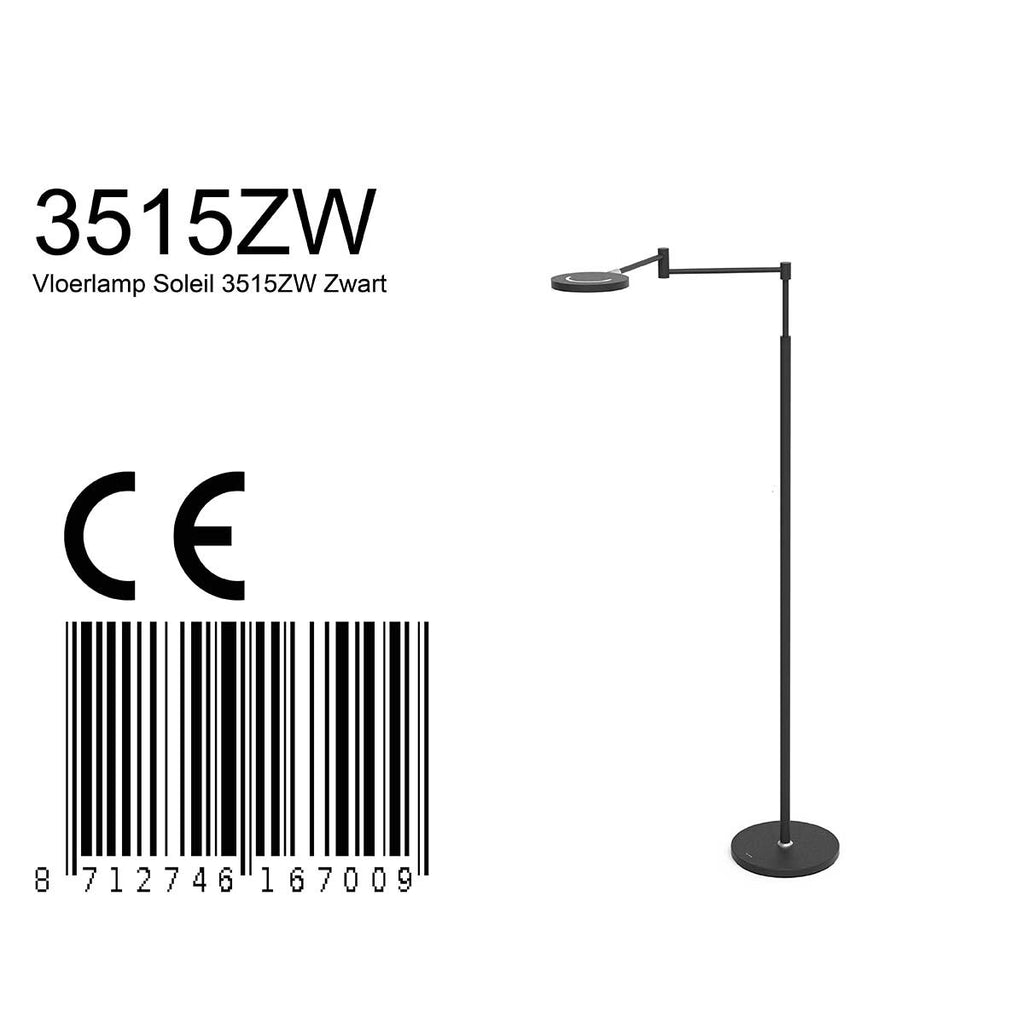 Lampadaire métal noir à bras articulé rechargeable et dimmable – H140 cm