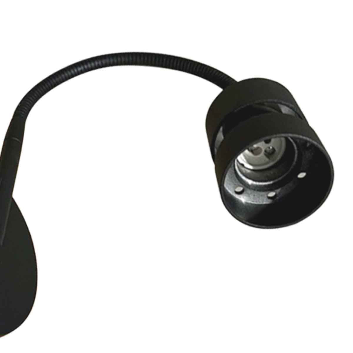 Applique murale noire en métal avec port USB et bras flexible – H33 cm