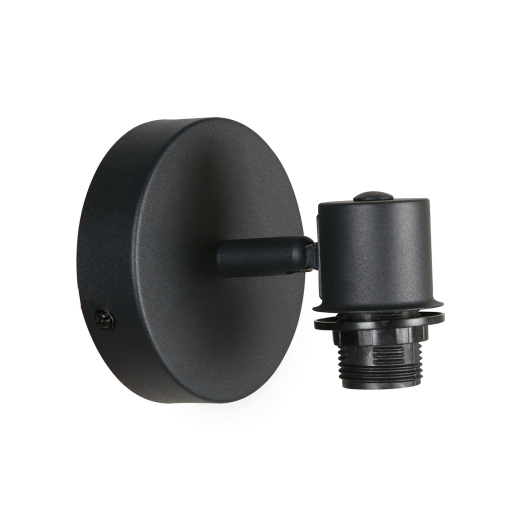 Applique murale bois clair et métal noir orientable – Ø12 cm