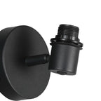 Applique murale bois clair et métal noir orientable – Ø12 cm