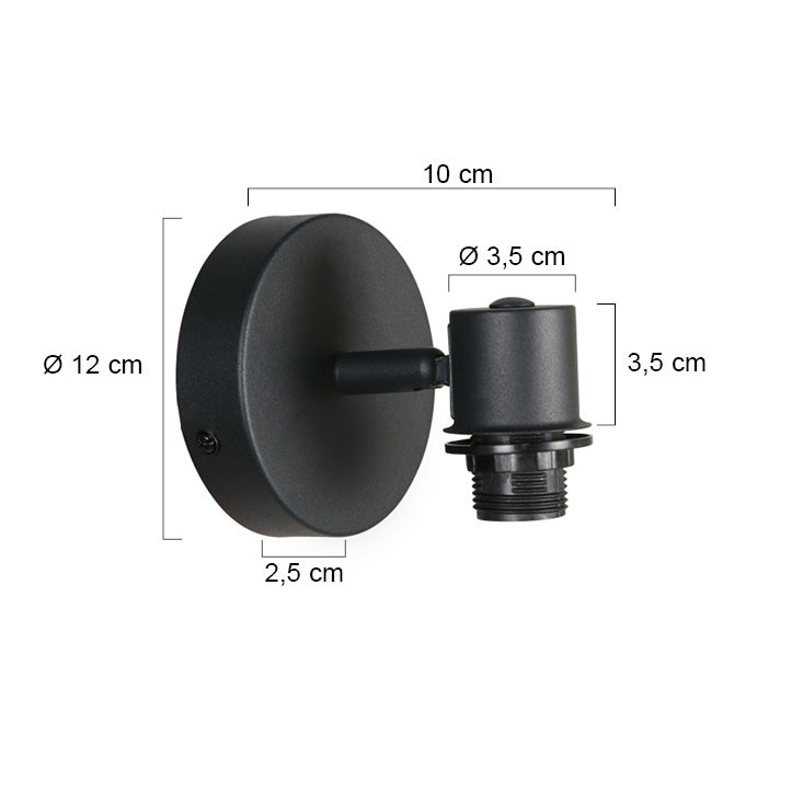 Applique murale bois clair et métal noir orientable – Ø12 cm