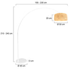 Lampadaire arc blanc fibres naturelles salon – Ø50 cm