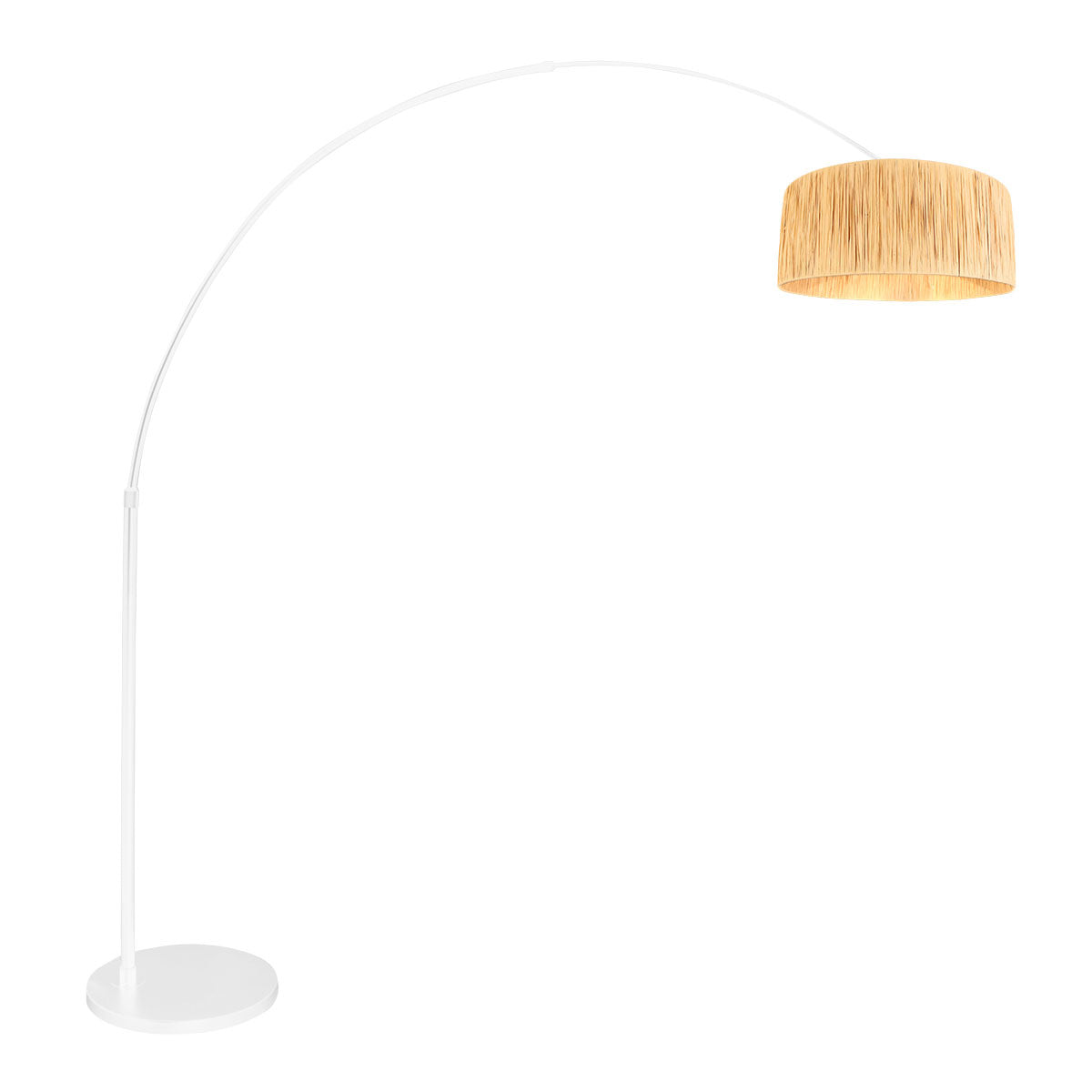 Lampadaire arc blanc fibres naturelles salon – Ø50 cm