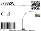 Lampadaire arqué noir abat-jour bambou tressé – H210-240 cm