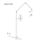 Lampadaire rotin naturel à structure articulée noire – Ø40 cm