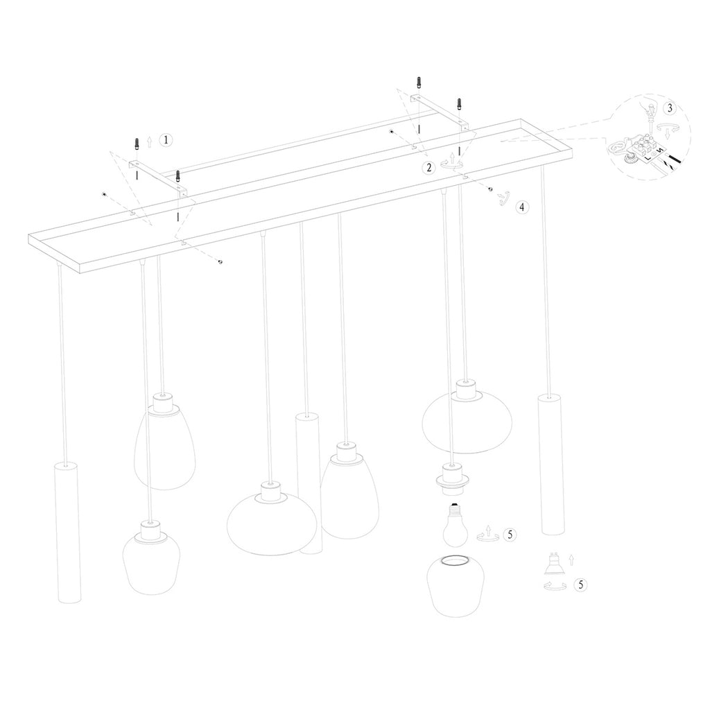 Suspension multiple en verre ambré et laiton doré pour éclairage chaleureux – 140x44 cm