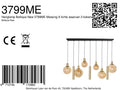 Suspension multiple en verre ambré et laiton à 9 ampoules – 150x55 cm