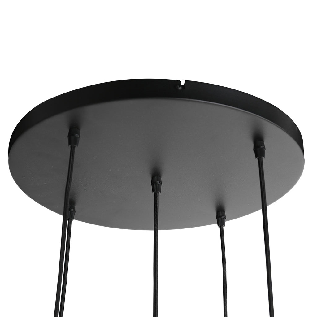 Suspension multiple noire en verre fumé à sphères ajourées – Ø60 cm