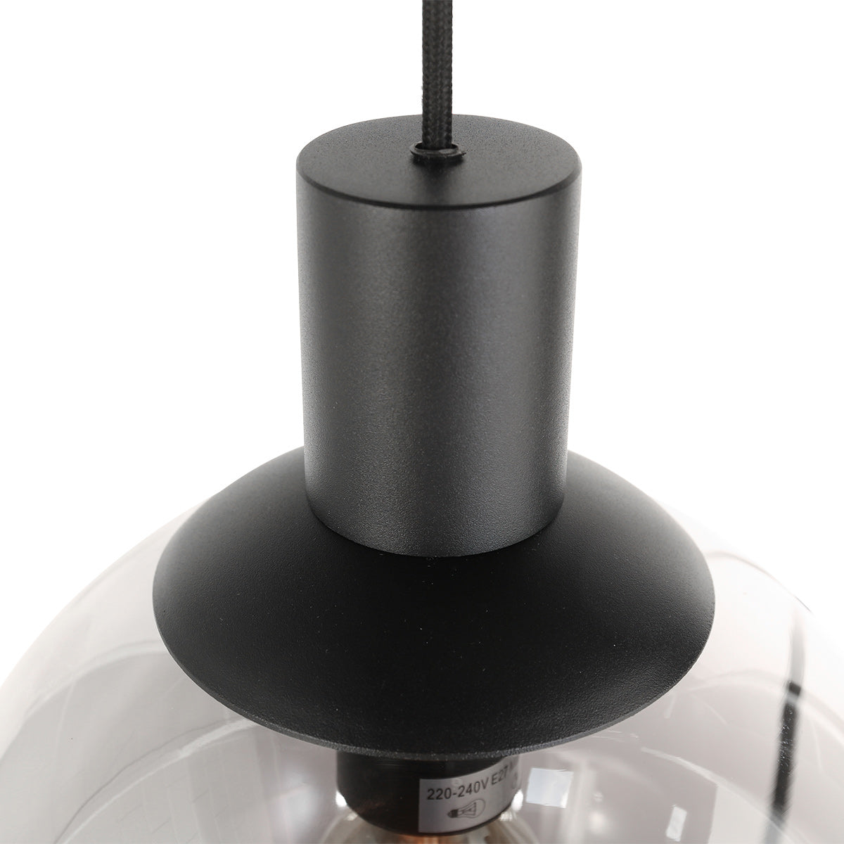 Suspension multiple noire en verre fumé à sphères ajourées – Ø60 cm