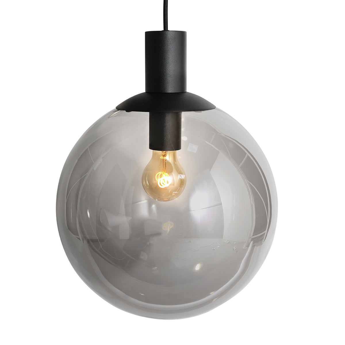 Suspension multiple noire en verre fumé à sphères ajourées – Ø60 cm