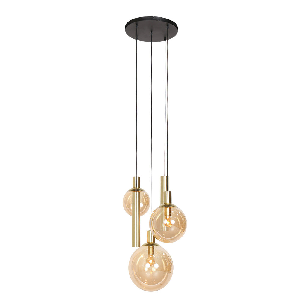 Suspension en verre ambré et laiton à globes multiples ajustables – Ø60 cm