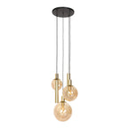 Suspension en verre ambré et laiton à globes multiples ajustables – Ø60 cm