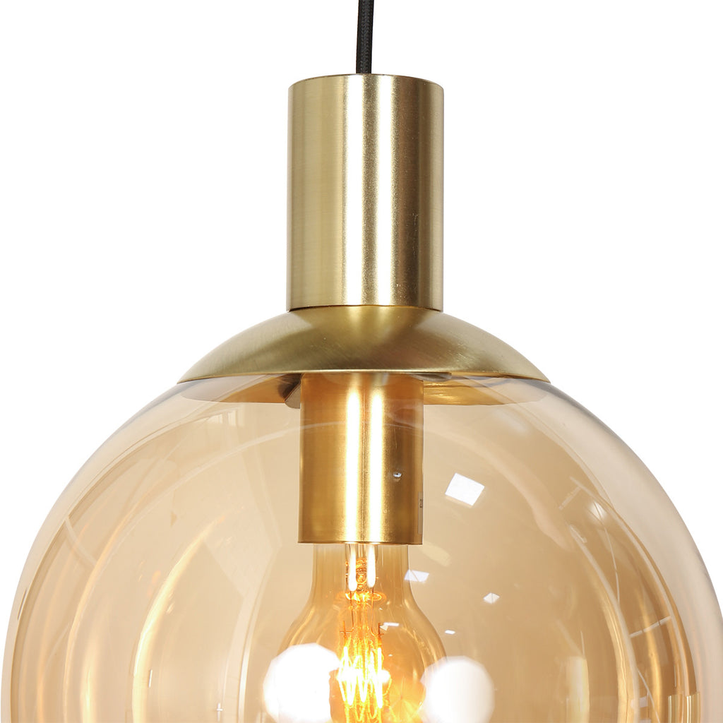 Suspension en verre ambré et laiton à globes multiples ajustables – Ø60 cm